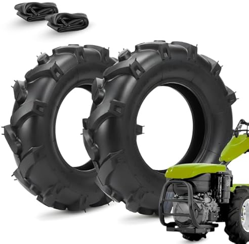 2 pneus 3.50-8 4PR + chambres à air | Kit pneus TM renforcés pour motoculteur, motoculteur et tondeuse