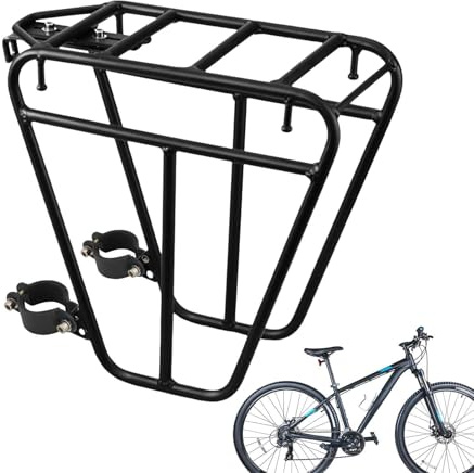 Hitburu Fahrrad Gepäckträger Vorne Aus Robustem Stahl, Stabiler Frontgepäckträger Mit Bis Zu 25kg Tragfähigkeit, Ideal Für Touren, Camping, Outdoor-Abenteuer Und Familienausflüge