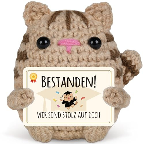Hakumata Abitur 2026 Geschenk, Handgemachte Katzenpuppe, Pocket Hug Figuren | Schulabschluss Geschenk, Bestandene Prüfung Geschenk zum 2026 Abitur, Bachelor, Ausbildung, Erfolg, Abschluss, Master