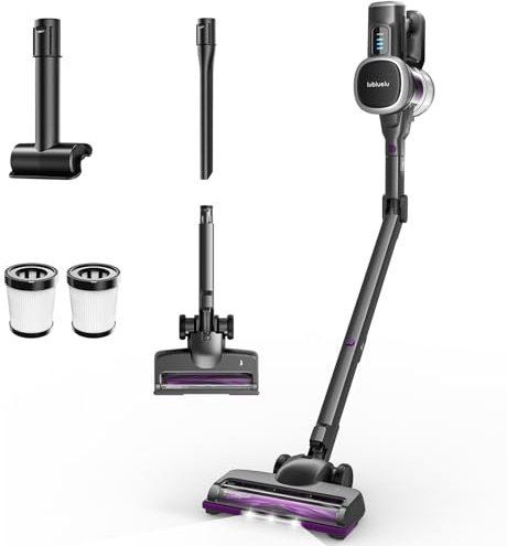 Lubluelu Cordless Vacuum Cleaner,Bendable vacuum wand Self-Standing Stick Electric Sweeper, 50-Minute Runtime Lightweight & Flexible Design Anti-Tangle Brush, Strong Suction Power Ideal