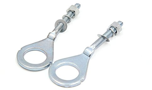 sourcing map Ajustador Tensor De Cadena Plateado 1 Par para Moto | 18mm Agujero, Metal, Fácil Instalación, Mantiene Tensión Cadena, Fija Eje Trasero