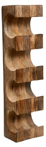 BUTLERS Weinregal 50 cm Mangoholz - Mango Days | Farbe Braun - geölte Naturfaser mit rustikaler Ästhetik - Wandmontage für 4 Flaschen - platzsparender Weinhalter