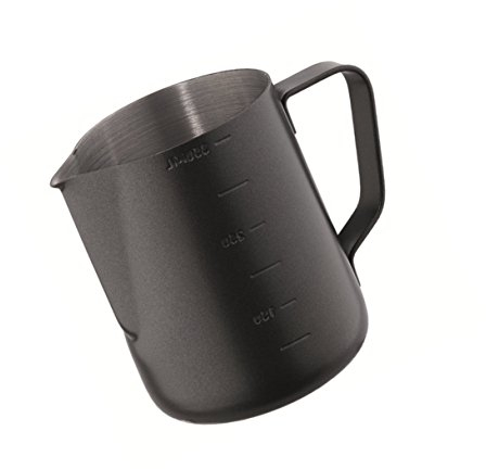 Kerafactum® - Black Barista bricco per la panna, lattiera piccola brocca per la schiumatura in acciaio inox 0,35 litri – Milk Pitcher 12 FL.oz