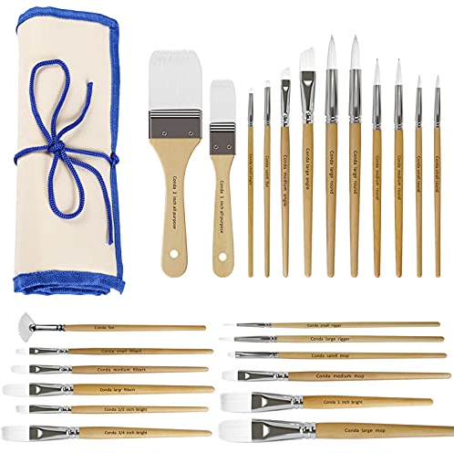 CONDA Paint Brushes Set of 24 Different Shapes Artist Brushes Professional Painting Brushes for Oil, Acrylic Canvas and Watercolor Painting (Color)