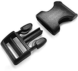 Ganzoo Klick-Verschluss 5/8 Zoll aus robustem Kunststoff, 5 Stück in schwarz, gebogener Steckverschluss, Schlitz 16 x 3 mm, Gesamt 45 x 20 mm, für Halsband, Rucksack, Taschen- und Gurtband
