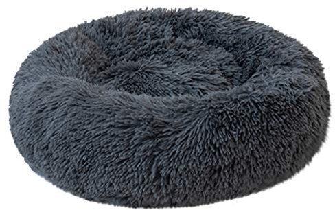 Smniao Hundebetten Plüsch Haustierbett Hundesofa Katzensofa Schlafplatz für Katzen Weicher Waschbar Katzenbett Hunde Mat (XL:Durchmesser 60cm, Dunkelblau)