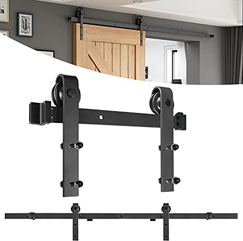 LZQ Kit Binario per Porta Scorrevole, Nero Kit Accessori Porte Scorrevoli Stratoper Bagno Cucina Studio (6,6FT/200cm, Una Porta)