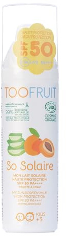 TOOFRUIT Sonnenmilch LSF 50 - Hoher Sonnenschutz für Gesicht & Körper, wasserfest, feuchtigkeitsspendend, 100ml
