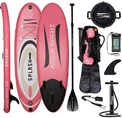 Aqua Spirit iSUP Aufblasbares Stand Up Paddle Board für Erwachsene Anfänger/Fortgeschrittene mit Rucksack, Leine, Paddel, Wickelauflage und wasserdichter Handyhülle