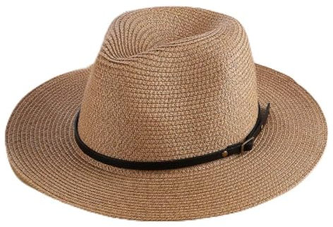Sonnenhut Strohhut Hut Damen Hüte Für Frauen Sonnenhut Leder Strand Strand Mit Breiter Krempe Stroh Panamahut Weiblich Cap-Braun