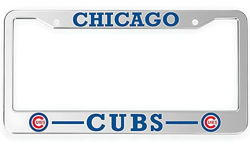 Peace&Love for Cubs License Plate Frames 2 Pack, Silver License Plate Holder Metal, Universal American Tag Frames for All Cars,Waterproof and Anti-Rust, Regular Size