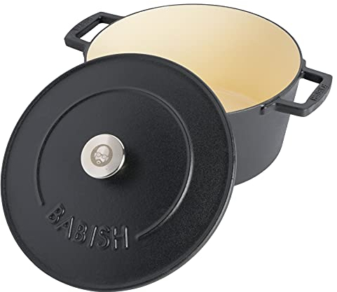 Babish Round Enamel Cast Iron Dutch Oven w/Lid, 6-Quart