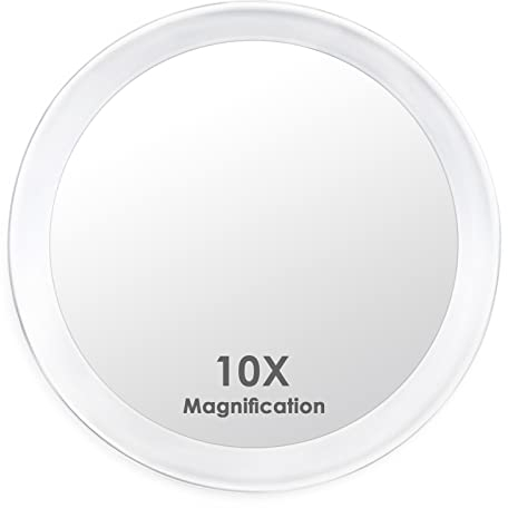 Auxmir 10X Vergrößerungsspiegel 15cm mit 3 Saugnäpfen, Kosmetikspiegel mit 10-Fach Vergrößerung, Schminkspiegel Wandspiegel für Zuhause Badezimmer Reisen