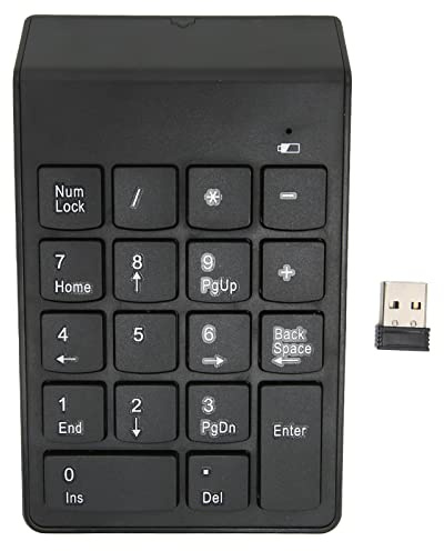 Dpofirs Wireless Nummernblock USB 2,4 GHz, Numerische Tastatur Nummernblock, 18 Tasten Tragbare Finanzbuchhaltung Zahlentastatur für Laptops Schulen