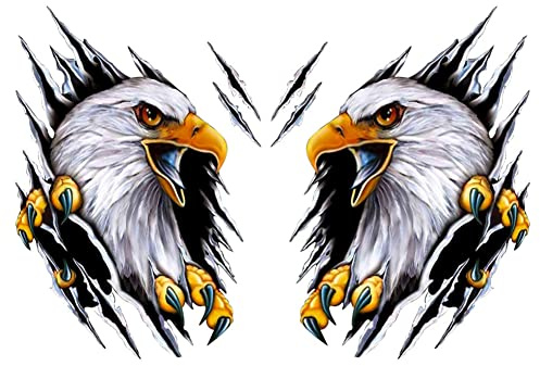 Adler Auto Aufkleber, 2 Stück Zerrissener Adler Aufkleber Personalisierter Aufkleber Auto Karosserie Körper Aufkleber Wasserdichte Aufkleber Auto Emblem Sticker Auto Racing Aufkleber-18cmx24cm