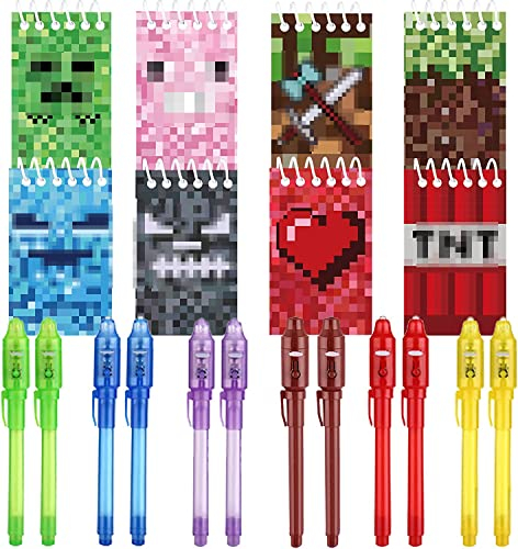 12 UV-Stift und 12 Notizbuch,Mini Pixel Partytüten, kindergeburtstag gastgeschenke, Adventskalender und kleine Geschenke für Kinder, Mini-Pixel-Dekoration