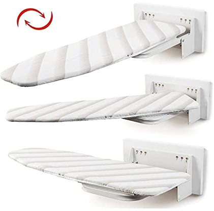 ZHOUHONG Tablas de Planchar Tabla De Planchado Montado En La Pared, Tabla De Planchado Y Espacio para Planchar De Espacio para Guardar Espacio con Cubierta Resistente Al (Color:Raya Gris Blanca)