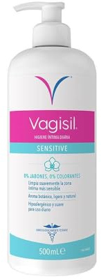 Vagisil Higiene Íntima Diaria Sensitive Mujer, Gel Para Uso Diario, Limpia Suavemente La Piel Sensible, Equilibra el pH, Sin Jabón, sin colorantes y sin fragancia, 500 ml