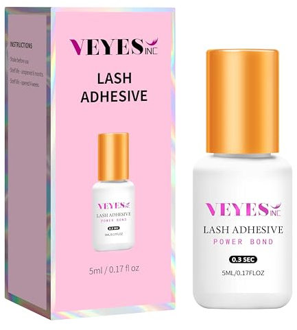 VEYES INC Eyelash Extensions Glue 0.3 Sec Drying (0.17fl.oz / 5ml)/Up to 8 Weeks Retention Lash Adhesive for Lash Tech.
