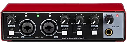 KLKNE 1 Stück Soundkarte Studio Record USB Audio Professional Interface Sound Equipment for Recording Red