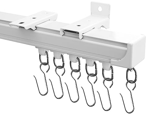 Hoeflife Ceiling Curtain Tracks,Curtain Track Wall Mount,Track Curtains Rod Ceilings Mount Heavy Duty Ceiling Tracks for Curtains Room Divider Rod with Hooks,White 3-9ft