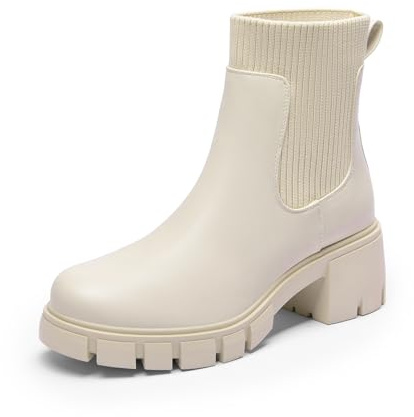 DREAM PAIRS Stiefel Damen Chelsea Stiefel Stiefeletten Ankle Booties Damen Boots 41 BEIGE SDAB2312W