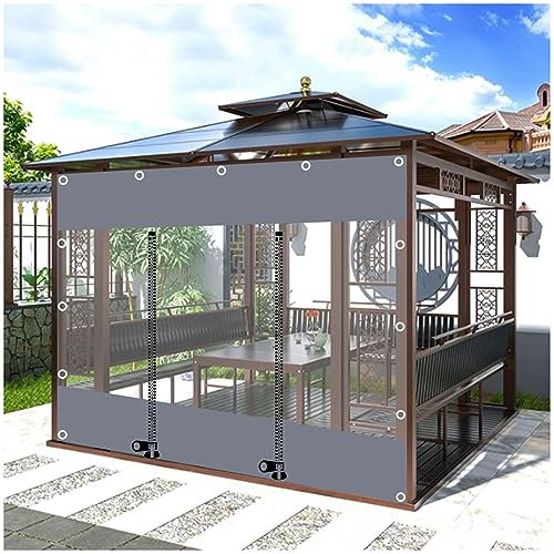 Outdoor Clear Tarp Curtains, Gazebo Waterproof PVC Heavy Duty Tarpaulin Side Panels With Zip, Pergola Patio Porch Carport Transparent Side Panels, LxH-3x2.3m/9.8 * 7.5ft