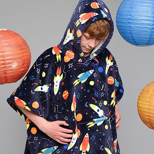 Bedlam Sherpa fleece poncho, blå, 75 x 92,5 cm