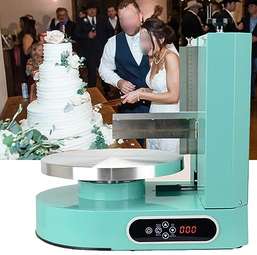 potow LCD Touch Control Automatic Cake Cream Spreading Machine - Birthday Cake Electric Cream Coating Smoother with 35cm Turntable, Speed Adjustable 0~300rpm,B