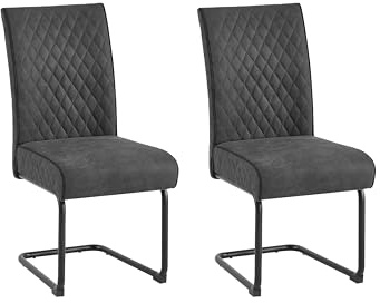 byLIVING Esszimmerstuhl 2er-Set Maria, bis 150 kg, Griff, Esszimmerstuhl | Vintage Mikrofaser anthrazit, Metallgestell schwarz, B 45, H 95, T 60 cm