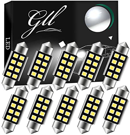 GLL Illuminazione interna per auto, 36 mm, 2835, 8 SMD, 200 lm, 6500 K, 12 V, illuminazione interna per cupole luminose, illuminazione bagagliaio, illuminazione targa