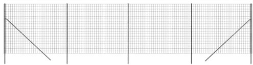 vidaXL Clôture en Treillis Métallique, Panneau de Clôture Décoratif avec Poteau de Soutien, Barrière de Jardin Terrasse, Anthracite 2,2x10 m