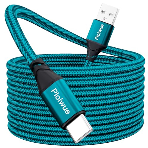 Cavo USB C da 5 metri, cavo di ricarica extra lungo in nylon USB C per controller PS5, cavo USB tipo C compatibile con Samsung Galaxy S20/S10/S9, Huawei, PS5, controller Xbox Series X/S, controller