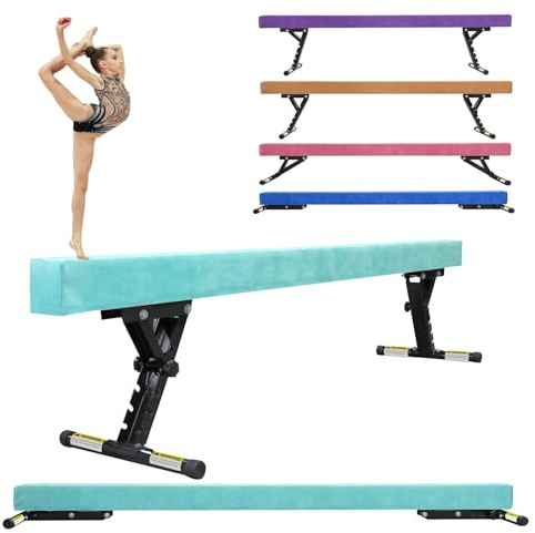 SportBob Schwebebalken Kinder Klappbar 244cm, 5 Höhen Einstellbar, Hohe und Niedrige Ebene, Balken Turnen Balancierbalken für Zuhause Outdoor Indoor Training, Gymnastikbalken Trainingsgeräte mit Bein