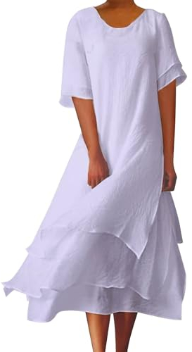 Sommerkleid Damen Lang, Saum lose Blusenkleid Damen Elegant, Freizeitkleider für Damen Strandkleid Damen Sommer Swing Kleider Damenkleider Locker Kleider A-Linien Freizeit Kleid Dress