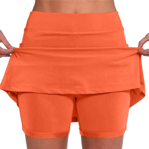 Pantalon Fluide Femme Culotte Ventre Plat Short sous Robe Cycliste Rembourré pour Velo Cuissard Running Grande Taille Shorty Gainant Noir Orange L