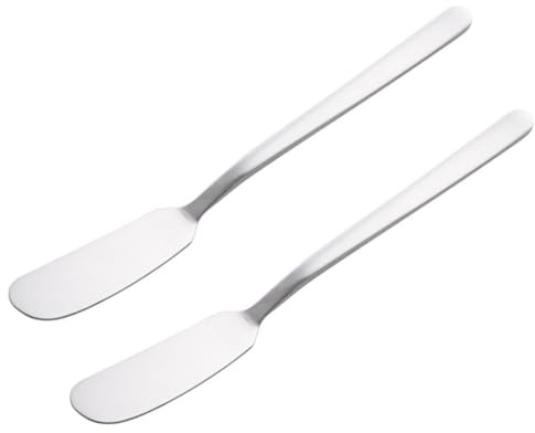 Butter Spreader Knife, 2PCS Stainless Steel Cream Spreader Butter Spatula, Long Handle Spreader Knife for Bread Breakfast Jam Cream and Butter Spreading Kitchen and Restaurant Utensils