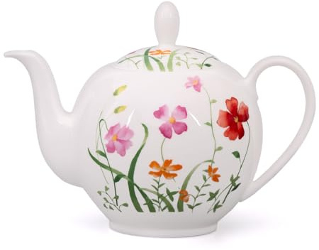 tea4chill Teekanne Porzellan Lotta 1l. Fine Bone China Porzellan. Blumen-Design klassisch bunt