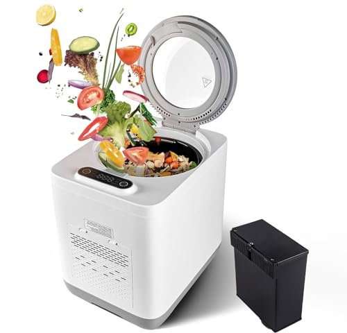 XNYXLPP Compostiera elettrica da Cucina, Contenitore per Compost Elettrico da 3,8 Litri per Interni con Display a LED e Assorbimento degli odori, Macchina per Il Riciclaggio