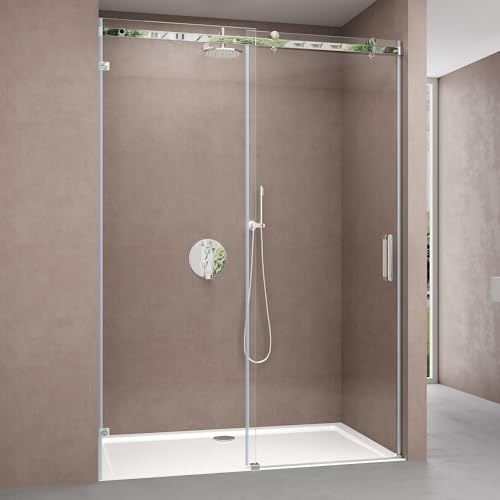 doporro Duschtür Nischentür dusche Duschabtrennung Duschkabine 145x195cm ESG-Sicherheitsglas Duschtür aus Klarglas teilgerahmt 4-Punkt-Befestigung inkl. NANO-Beschichtung Teramo4-2