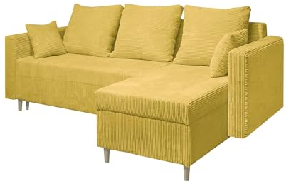 MARPUR Sänghörnsoffa, OTTO 230 x 145 cm, L-formad kudde med sovfunktion, med sänglåda och kudde, universell sida, starkt tyg, POSO 616, gul