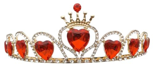 MUSISALY Geburtstagskrone Krone Der Brautkönigin Weihnachtshaarband Geburtstag Prinzessin Tischdekoration Herzstück Tiara Mit Rotem Herz Hochzeit Brautdusche Tiar-krone Kuchen Tiara Metall