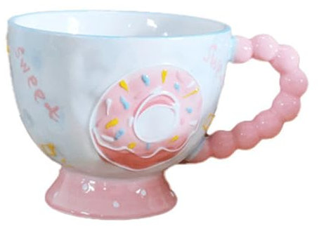 Jarsense Ceramic Mug 420ml Mug Relief Painting Ceramic Cup Creative Handle Breakfast Cup Suitable for Milk Coffee Oatmeal Tea (#40)