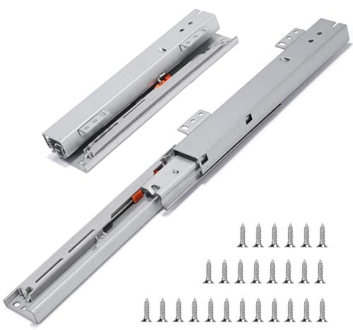 EFUTURETIME 20 cm Guide per Cassetti Estrazione Totale da 38 cm, Guide Cassetti Pesanti con Ammortizzata, Montaggio dal Basso con 26 Viti, 1 Paio