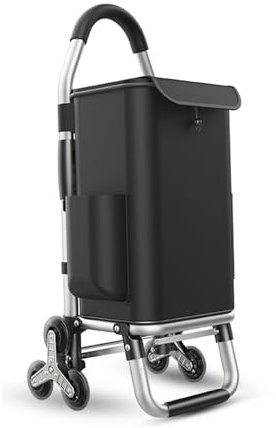 Chariot de courses léger en aluminium avec 6 roues et sac isotherme de refroidissement pour escalier - Capacité de 36 l - Noir