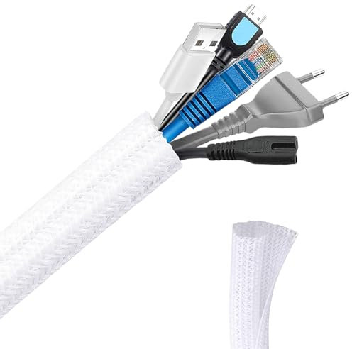 Flintronic 10ft - 1/2 inch Cord Protector, Wire Loom Tubing, Cable Sleeve Split Sleeving, Cable Tidy Sleeve, Protect Pets From Chewing Cords For USB Cable Power Cord Audio Video Cable for Home,Office