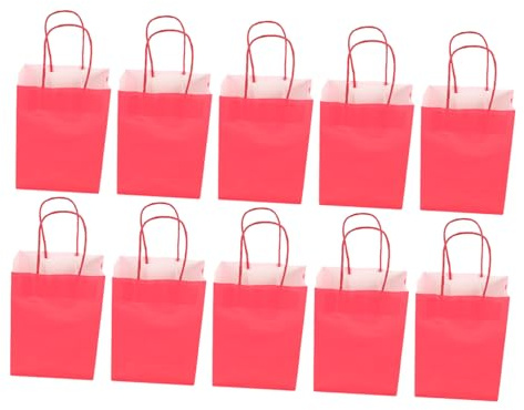 MUCKLILY 12stücke Rote Geschenktüten aus Papier mit Henkeln Weihnachtsgeschenktüten für Große Feiern Partytüten zum Befüllen mit Süßigkeiten und Snacks Leicht und Faltbar
