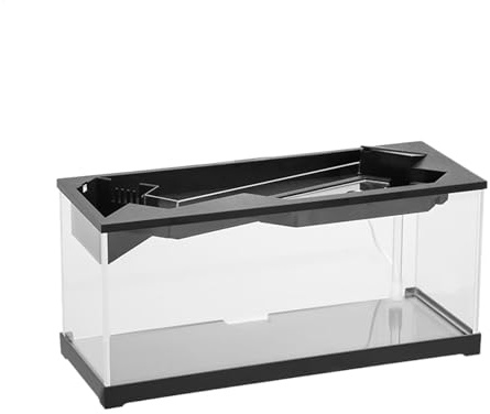 Fish Tank - Glass Aquarium with Filter System | Quiet Small Fish Tank | Desk Turtle Hydroponic Planting Aquarium | Small Fish Bowl with Filtration Oxygenation for Reptile, Shrimp and Jellyfish