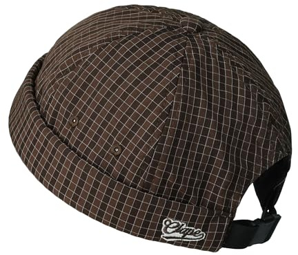 CLAPE Docker keps herr dam keps utan skärm rutig keps utan skärm snabbtorkande dockhatt justerbar hamnmössa fiskarhatt sjömansmössa, FMA2502-brun, one size