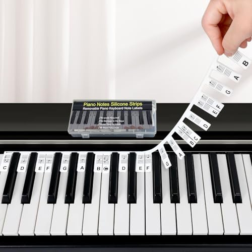 AUNHOKE Removable Piano Keyboard Stickers for Beginners | Silicone Piano Note Labels 88-Key Full Size Keyboards, Reusable Piano Stickers, Easy Learning for Kids and Adults